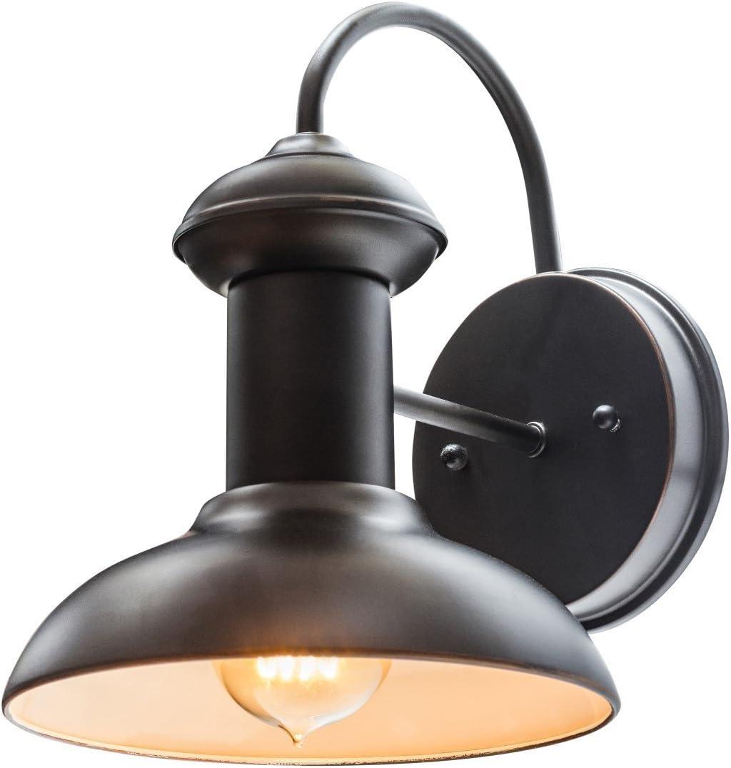 Globe Electric Martes 1-Light Oil Rubbed Bronze Indoor/Outdoor Wall Sconce Light, 40190