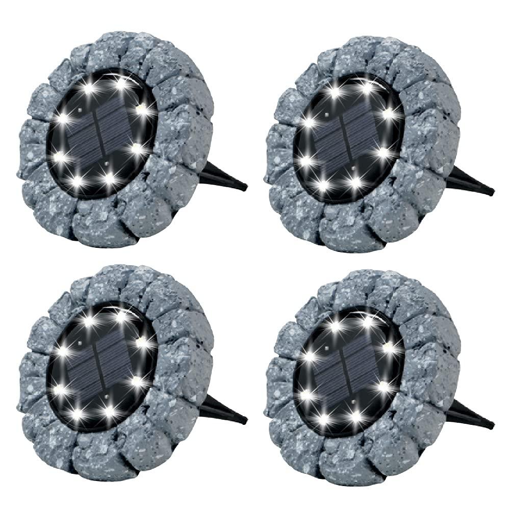 Bell + Howell Stone Low Voltage Solar Powered Integrated LED Pathway Light Pack (Set of 4)