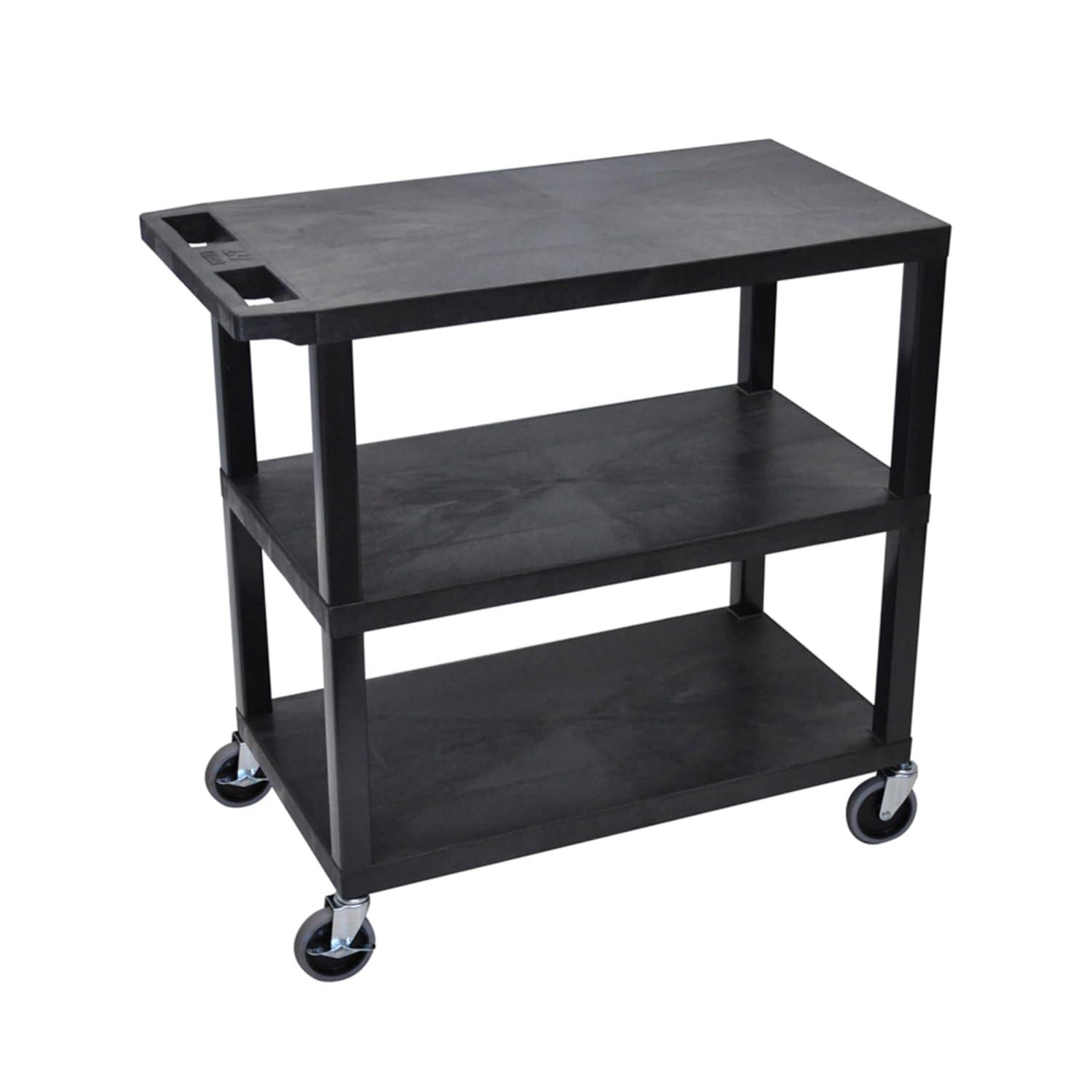 Luxor E Series Utility Cart with 3 Flat Shelves
