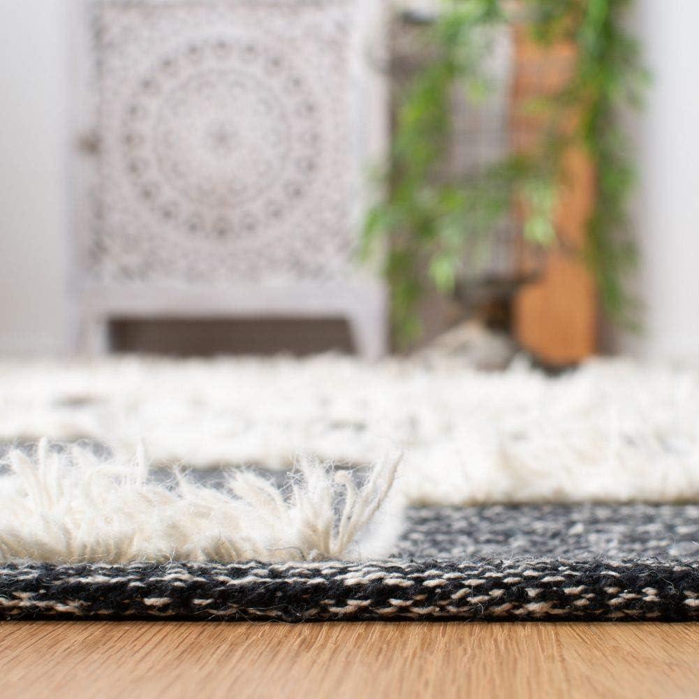 Striped Kilim STK508 Hand Woven Area Rug - Black/Ivory - 8'x10' - Safavieh.