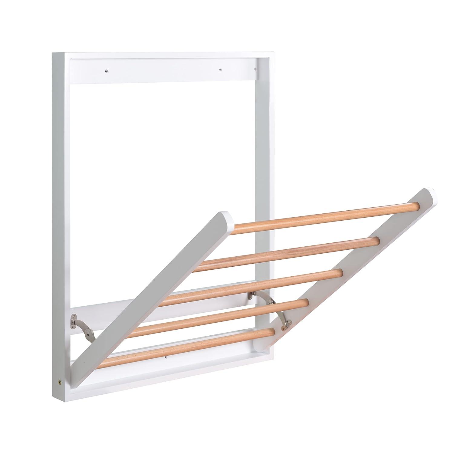 Wall Mounted Clothes Drying Rack for Laundry, Foldable Wooden Clothing Dryer Racks Indoor Use