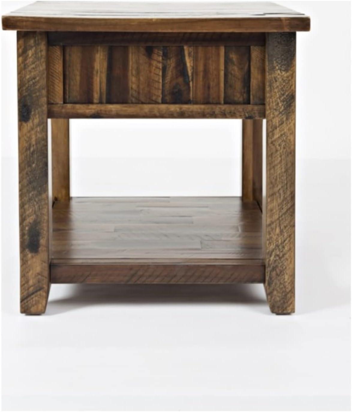 Jofran,Artisan's Craft Rustic Farmhouse Distressed Solid Wood End Table