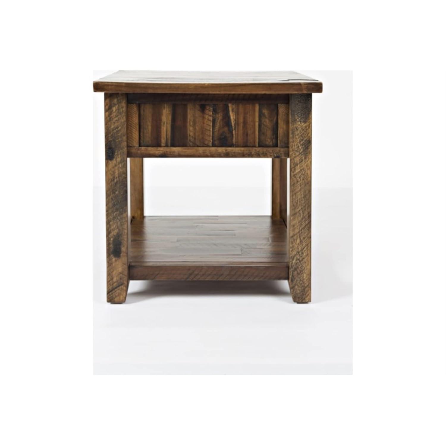 Jofran,Artisan's Craft Rustic Farmhouse Distressed Solid Wood End Table