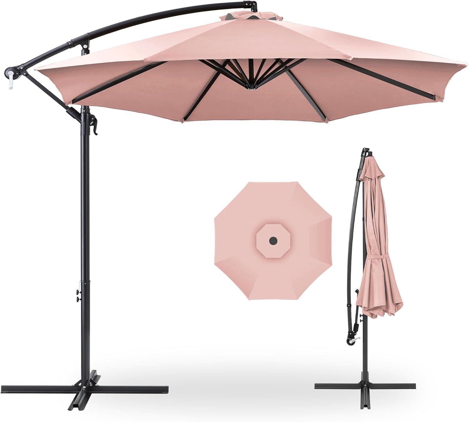 Best Choice Products 10ft Offset Hanging Outdoor Market Patio Umbrella w/ Easy Tilt Adjustment - Rose Quartz
