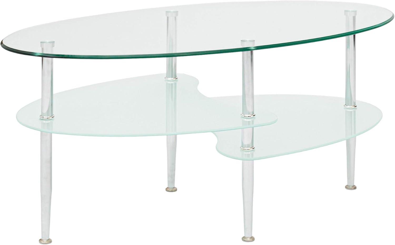 Walker Edison Mid-Century Modern Oval Glass Coffee Table