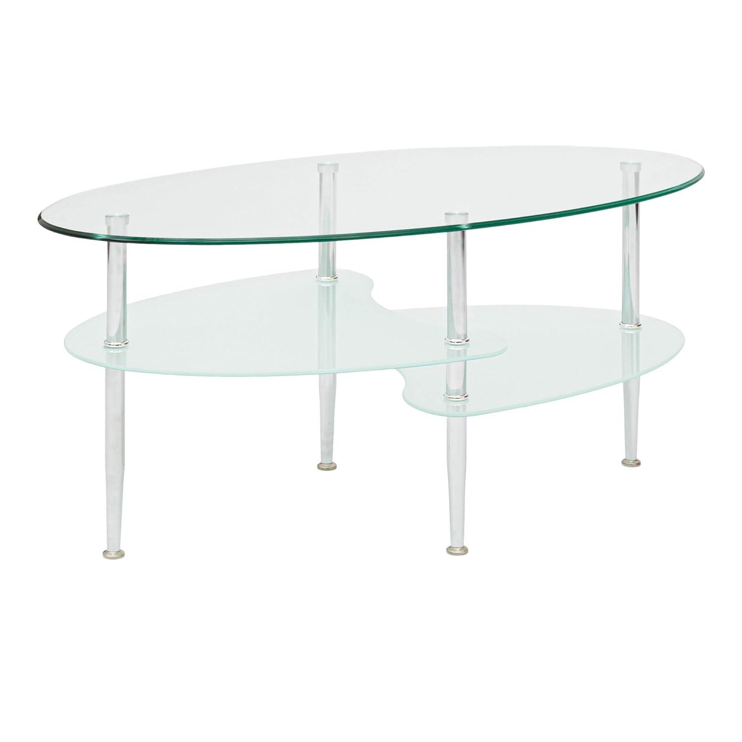 Walker Edison Mid-Century Modern Oval Glass Coffee Table