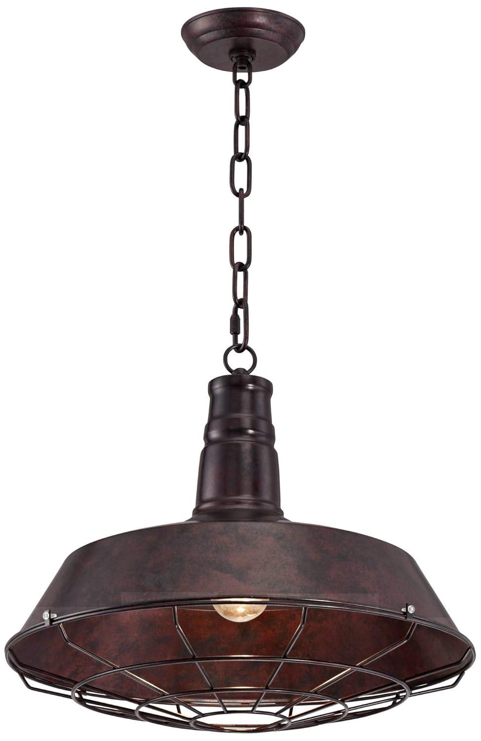 Franklin Iron Works Tiedra Rust Bronze Pendant Light 18 1/4" Wide Farmhouse Industrial Rustic Cage for Dining Room House Foyer Kitchen Island Entryway