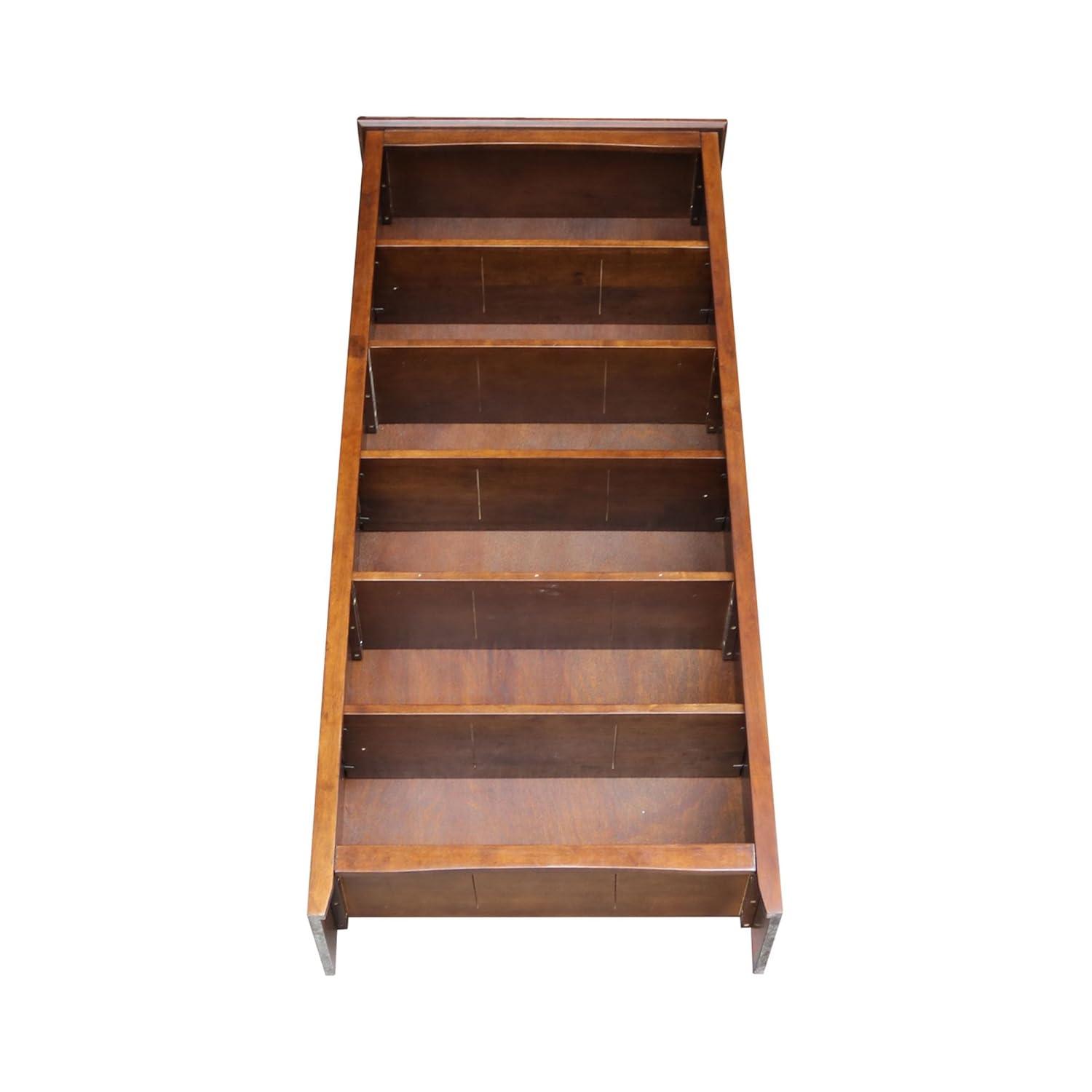 72" Shaker Bookshelf Espresso - International Concepts: Solid Parawood, 6 Fixed Shelves