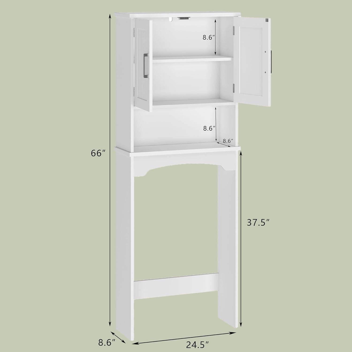 Over The Toilet Storage Cabinet with Double Doors and Anti-Tip Device