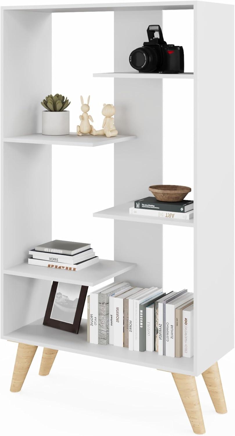 Boahaus LLC Boahaus Lund Bookcase, Wood Legs, Modern Style, 05 Shelves, Ideal for Any Place Home