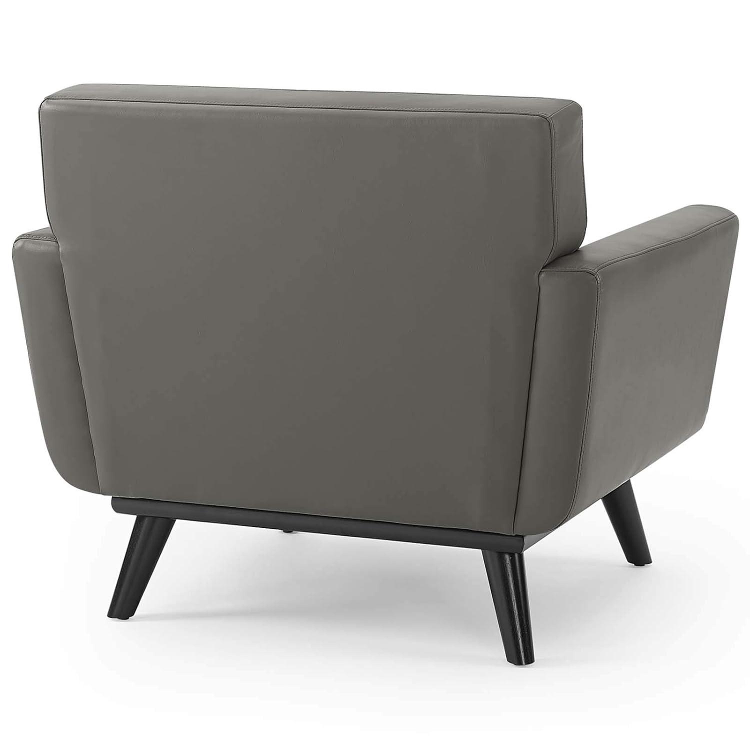 Modway Engage Top-Grain Leather Living Room Lounge Accent Armchair in Gray