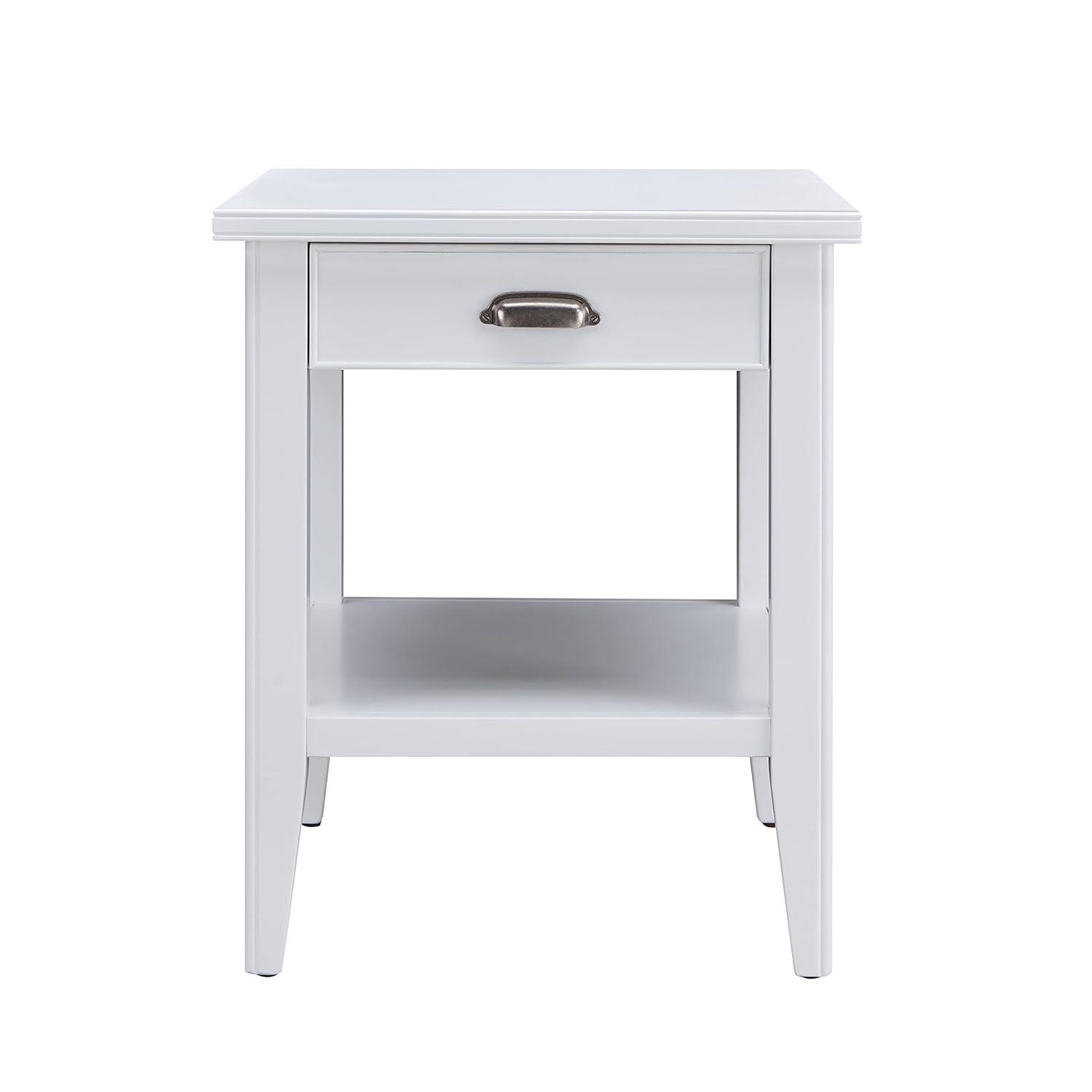 Leick Home 10507-WT Laurent End Table with Drawer and Display Shelf-White