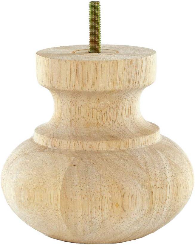 Architectural Products by Outwater L.L.C. 4-1/2in H x 4-13/16in Dia Unfinished Solid Hardwood Bun Foot Leg, Pack of 4 (Set of 4)