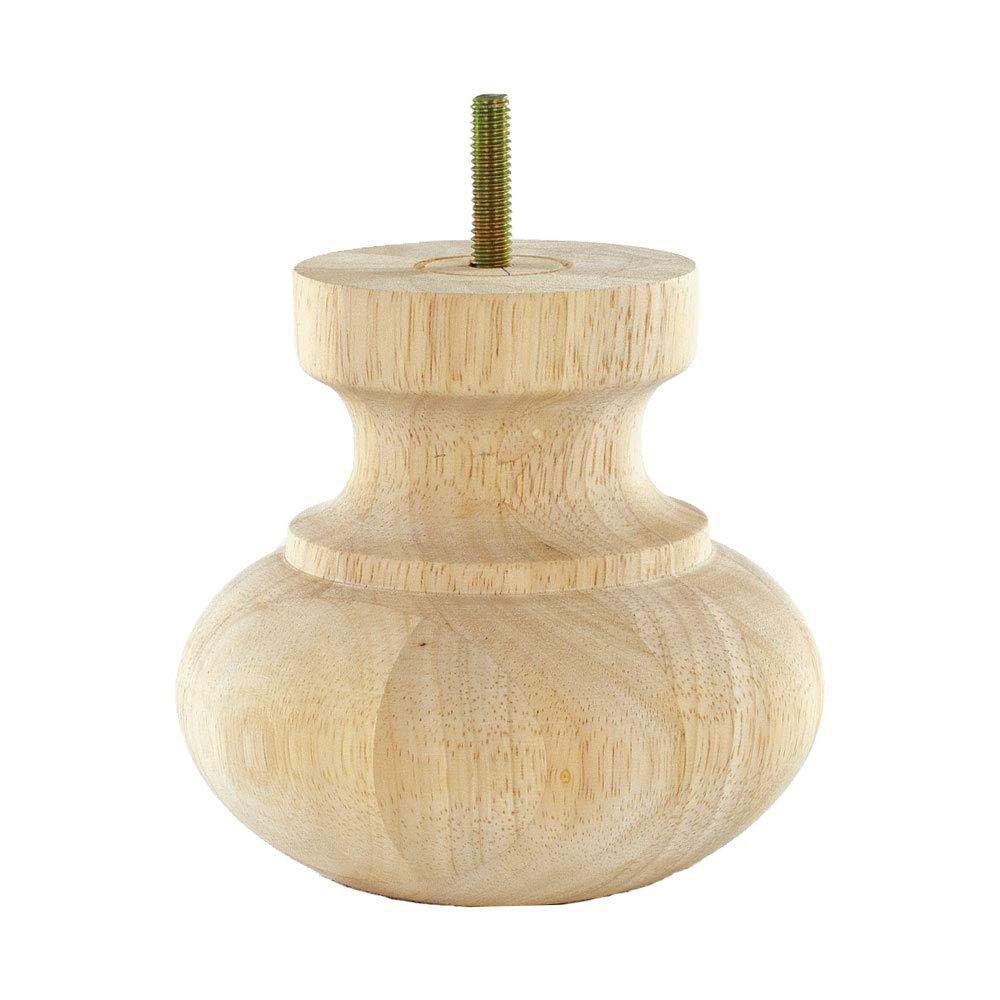 Architectural Products by Outwater L.L.C. 4-1/2in H x 4-13/16in Dia Unfinished Solid Hardwood Bun Foot Leg, Pack of 4 (Set of 4)