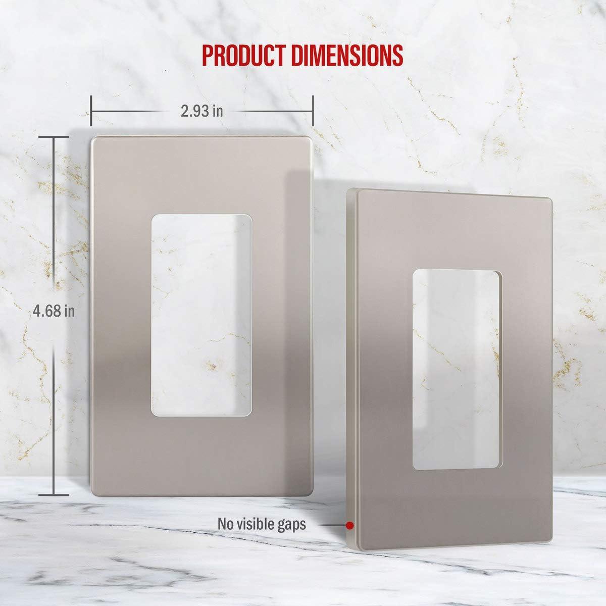 ENERLITES Elite Series Screwless Decorator Wall Plate Child Safe Outlet Cover, Size 1-Gang, Unbreakable Polycarbonate Thermoplastic, SI8831-NK, Nickel