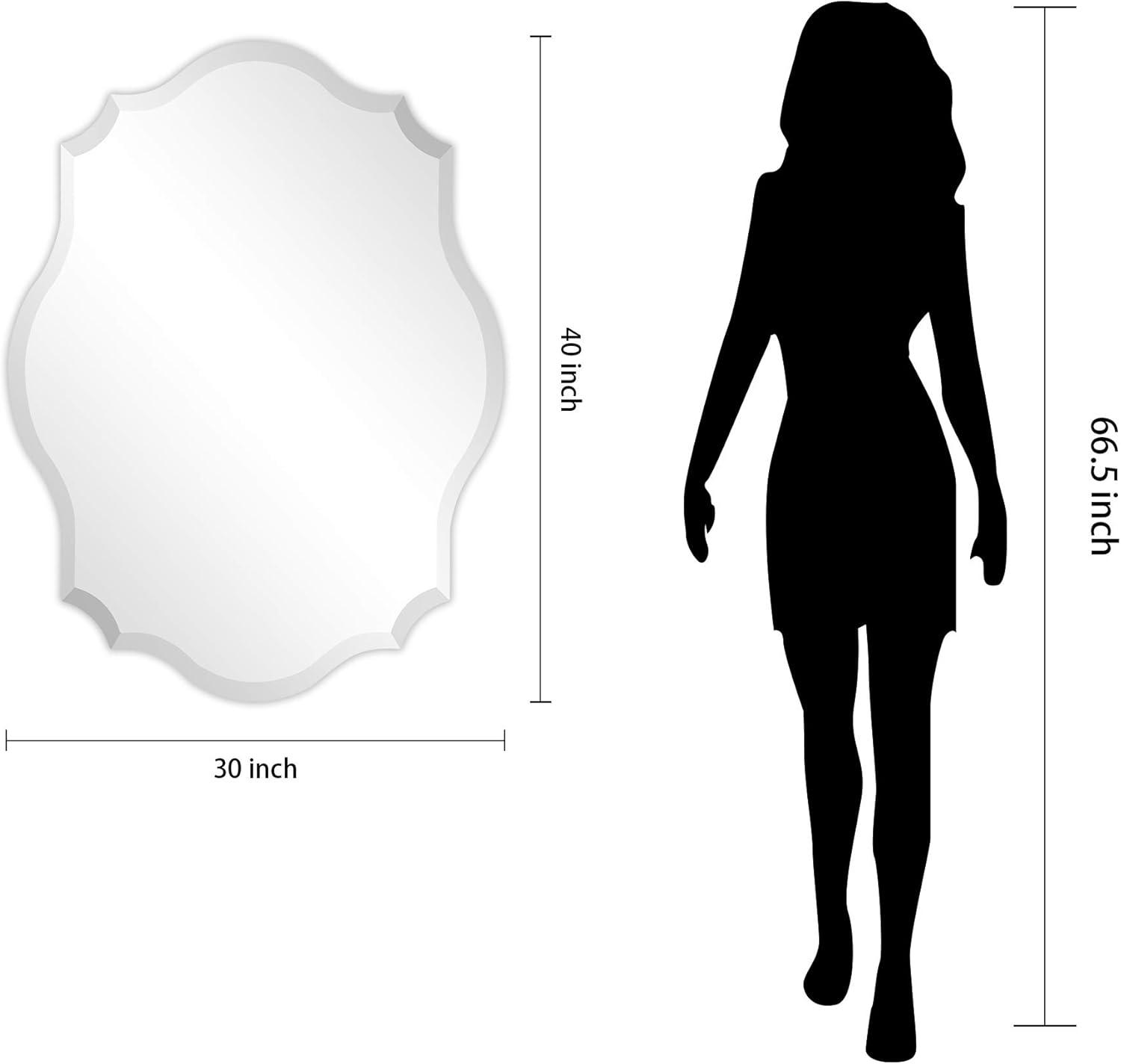 Empire Art Direct Frameless Beveled Oblong Elegant Scalloped Wall Mirror 30 in. x 40 in. x 0.39 in.