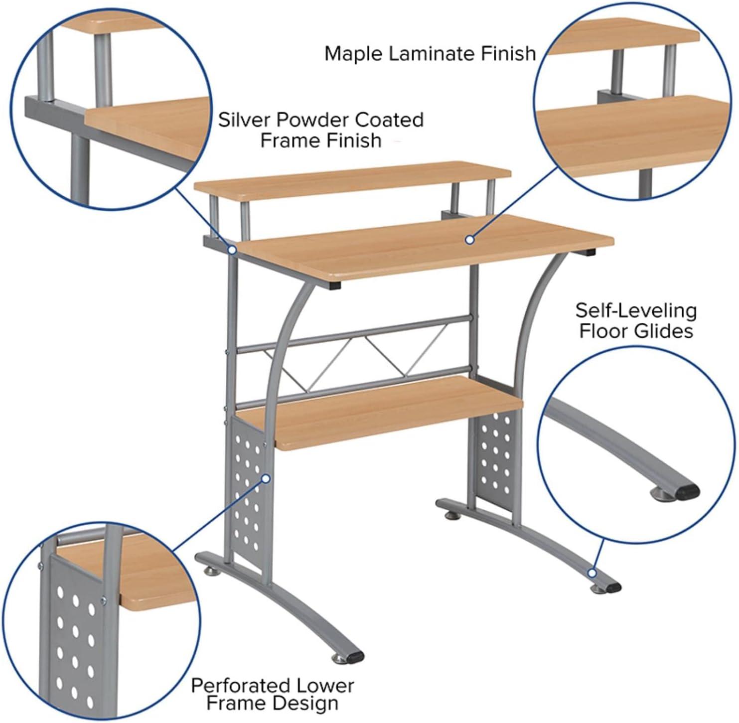 Flash Furniture Computer Desk with Top and Lower Storage Shelves