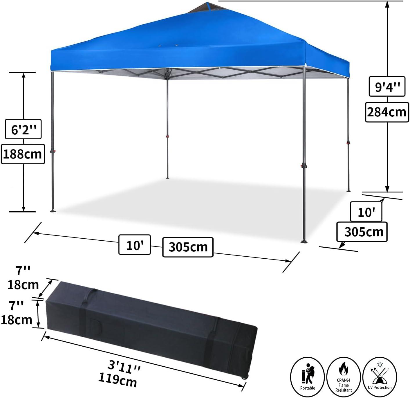 Blue 10x10 Steel Pop-Up Canopy Tent with Carry Bag