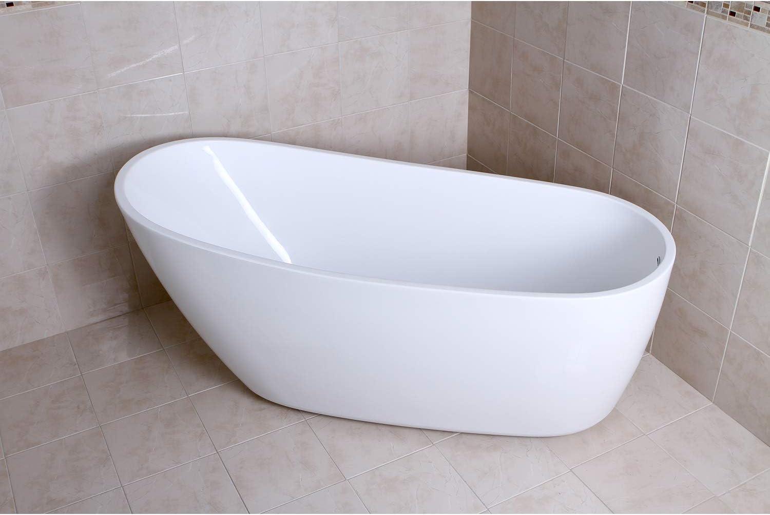 Kingston Brass Aqua Eden 68-Inch Acrylic Oval Single Slipper Freestanding Tub with Drain