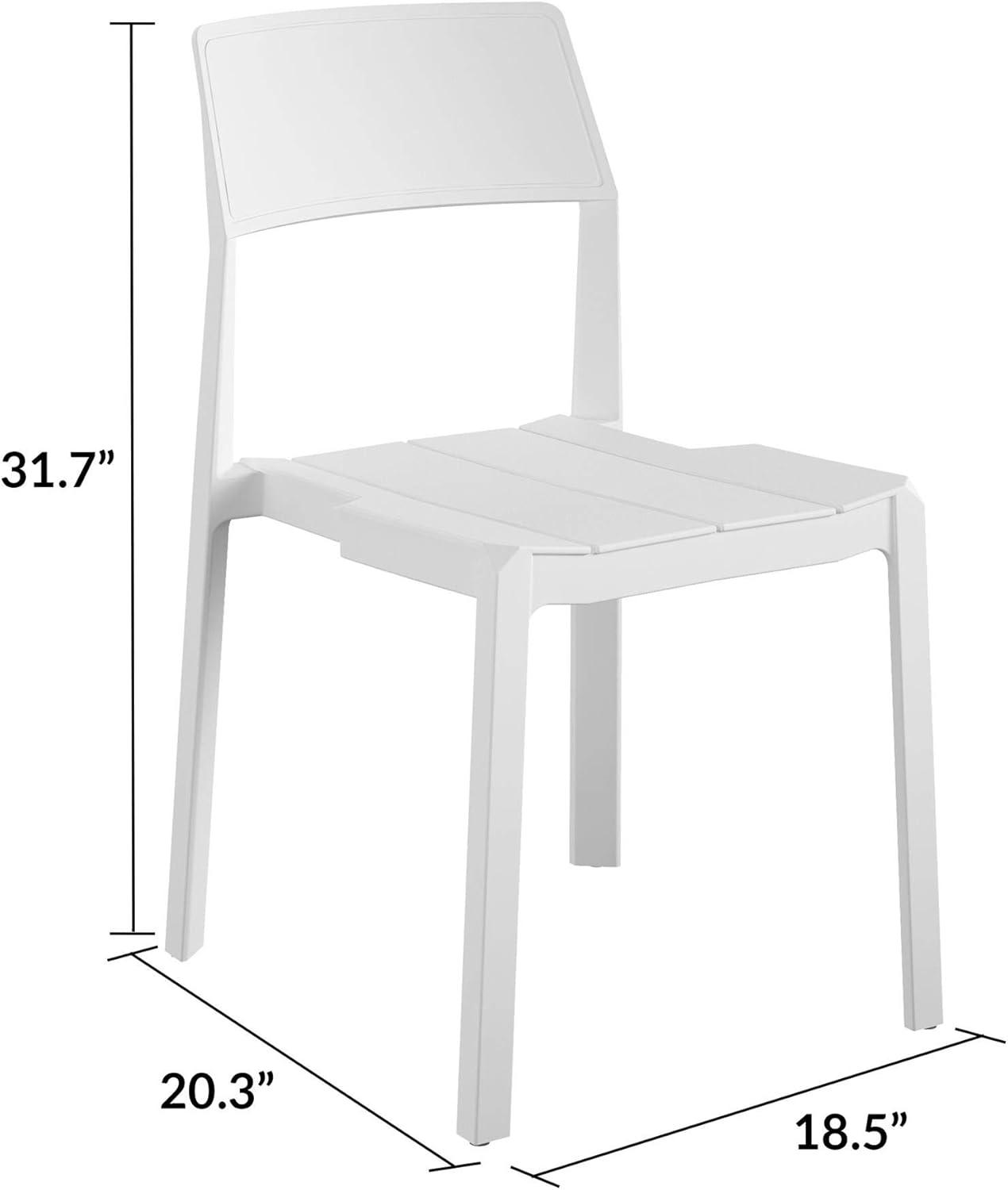 Chandler Modern White Patio Dining Chairs, Indoor/Outdoor, Set of 2