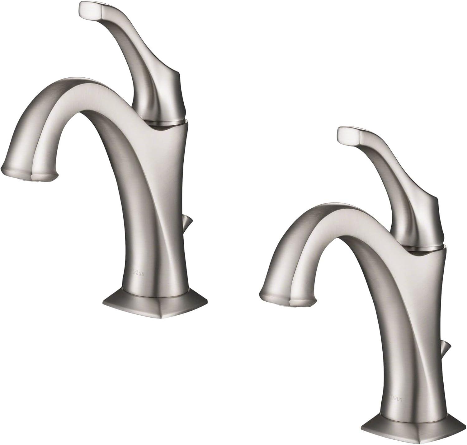 Kraus Arlo Single Hole 1-Handle WaterSense Bathroom Sink Faucet with Drain and Deck Plate