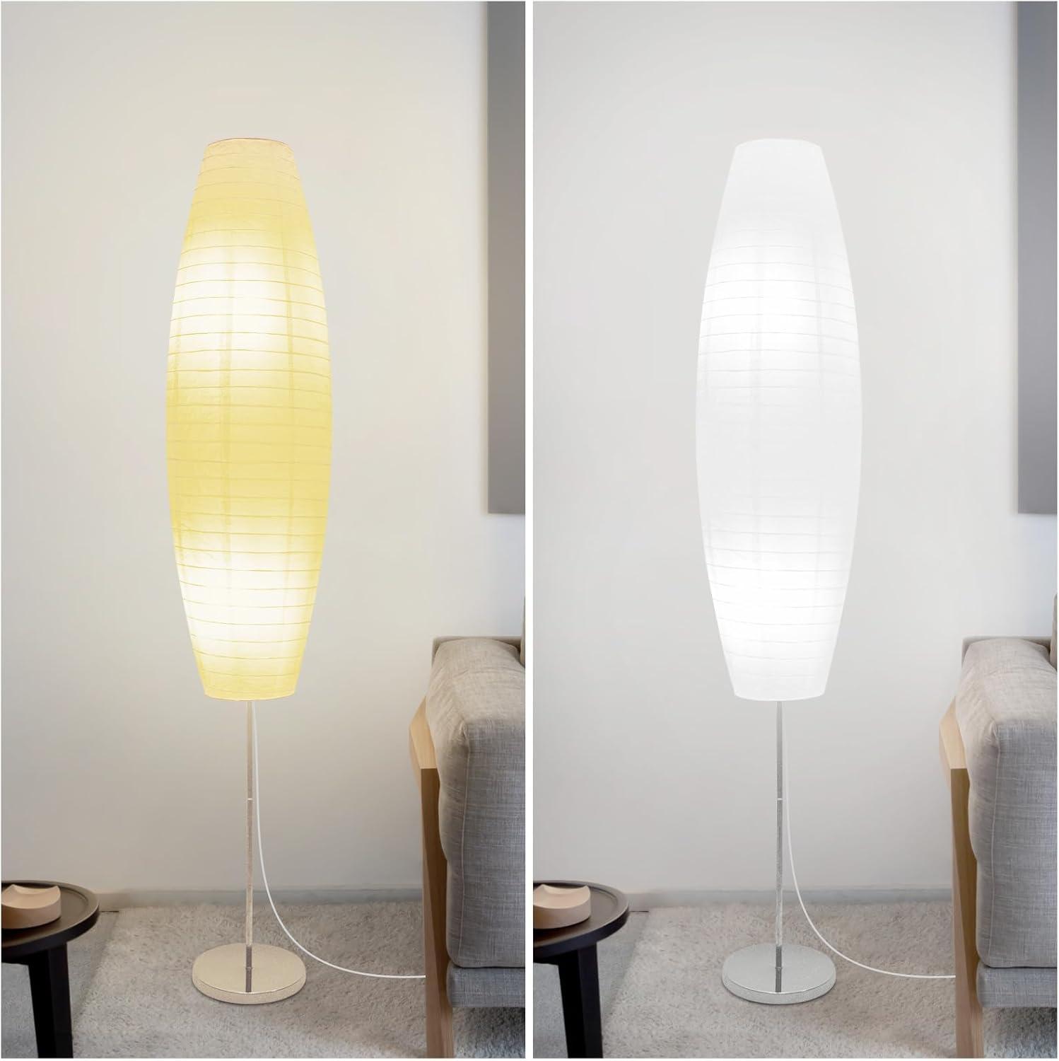 Paper Floor Lamp, Rice Paper Lamp for Living Room, Japanese Floor Lamp Rice Shade for Bedroom, Office& Living Room-Beige(Oval)