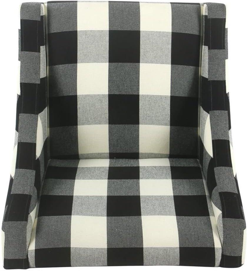 HomePop Modern Swoop Accent Armchair Black Plaid : Cotton Upholstery, Wood Legs, Foam Fill, No Assembly Required