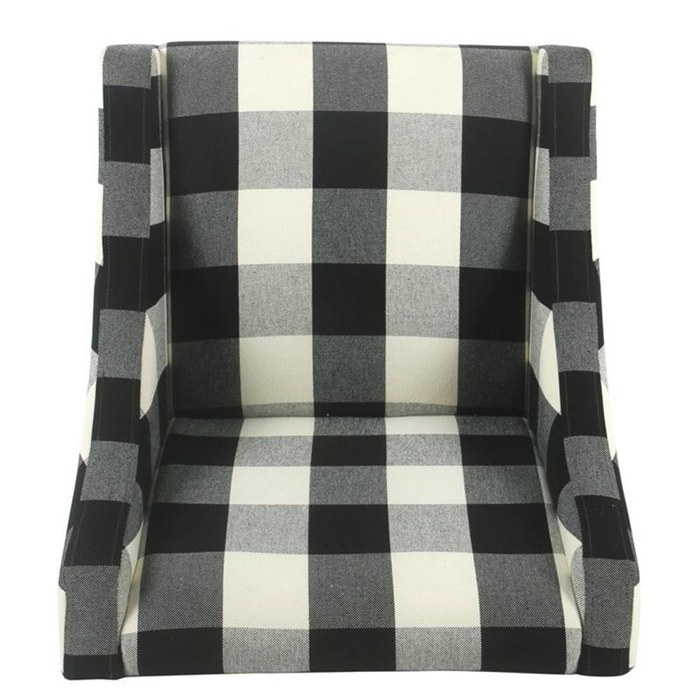 HomePop Modern Swoop Accent Armchair Black Plaid : Cotton Upholstery, Wood Legs, Foam Fill, No Assembly Required