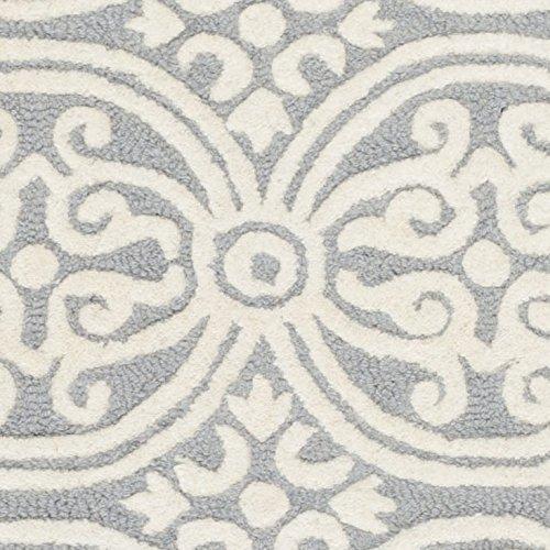 Safavieh Cambridge Damask 5 x 8 (ft) Tufted Wool Silver/Ivory Rectangular Indoor Abstract Area rug