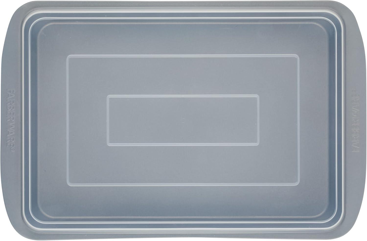 Gray Silicone Non-stick Rectangular Cake Pan with Lid, 9" x 13"