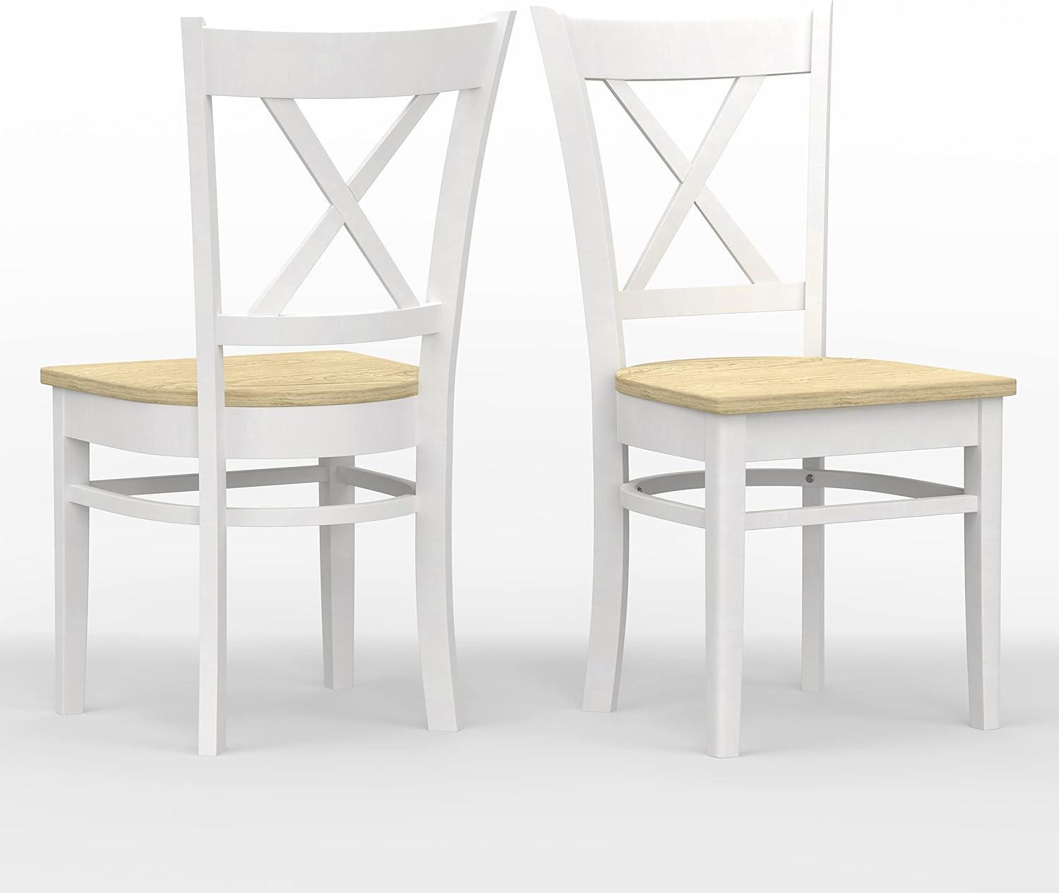 Glenwillow Home Cross Back Solid Wood Dining Chairs in White (Set of 2)