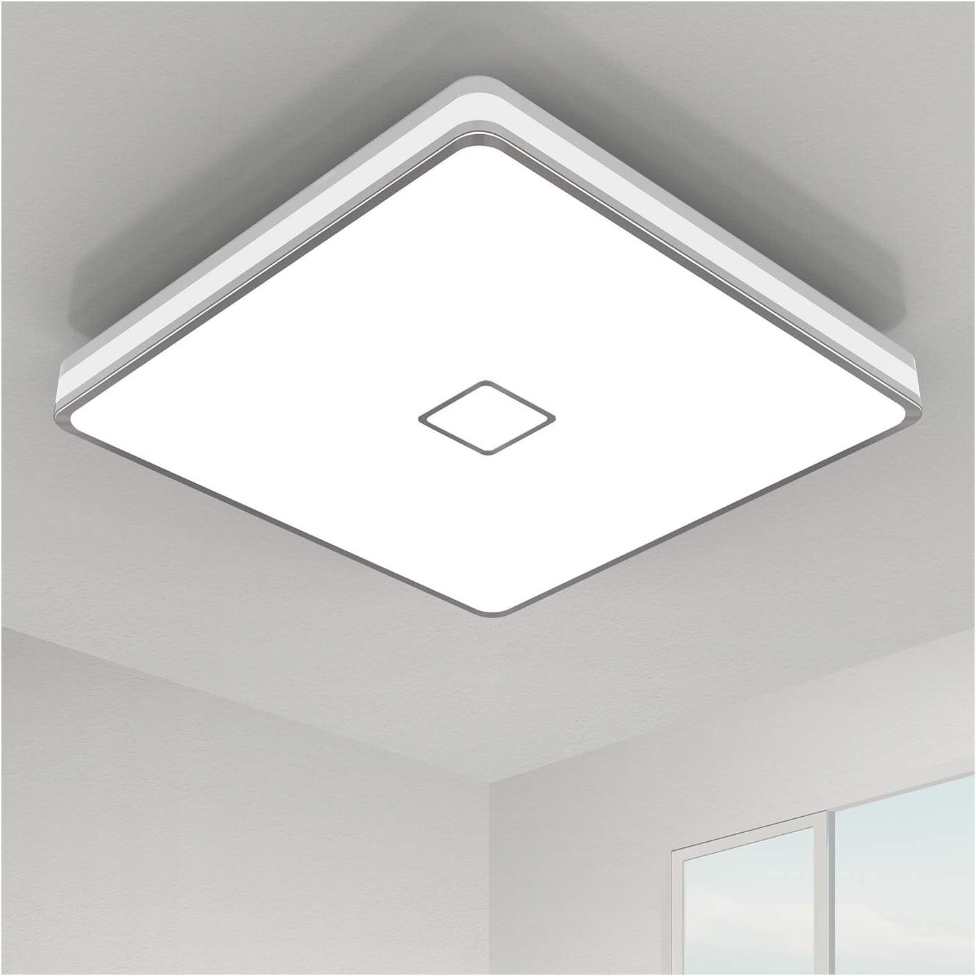 Airand LED Ceiling Light Fixtures Flush Mount 12.8inch 24W Bright White Square LED Ceiling Lamp 5000K, 2050LM Daylight Waterproof Bathroom Ceiling Light for Kitchen Hallway Porch Living Room Bedroom