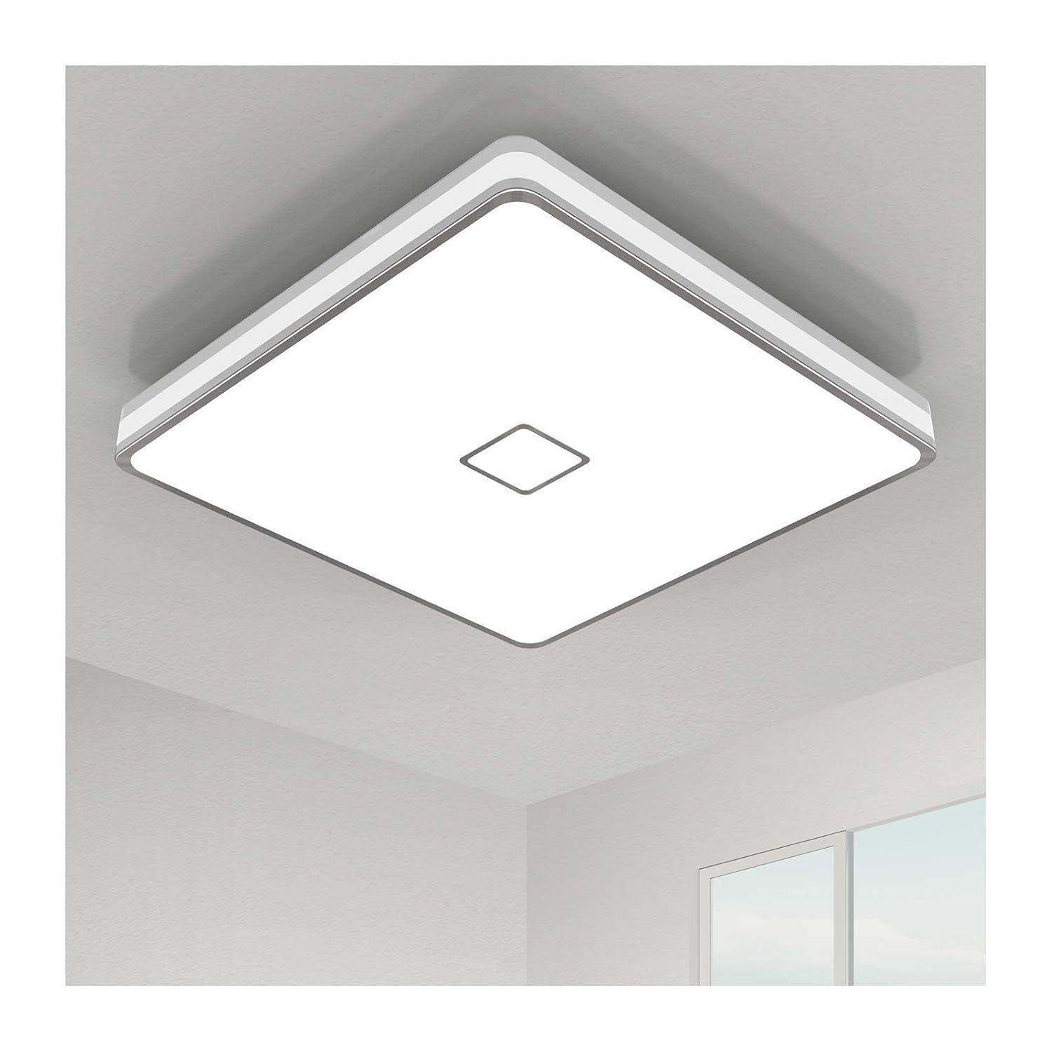 Airand LED Ceiling Light Fixtures Flush Mount 12.8inch 24W Bright White Square LED Ceiling Lamp 5000K, 2050LM Daylight Waterproof Bathroom Ceiling Light for Kitchen Hallway Porch Living Room Bedroom