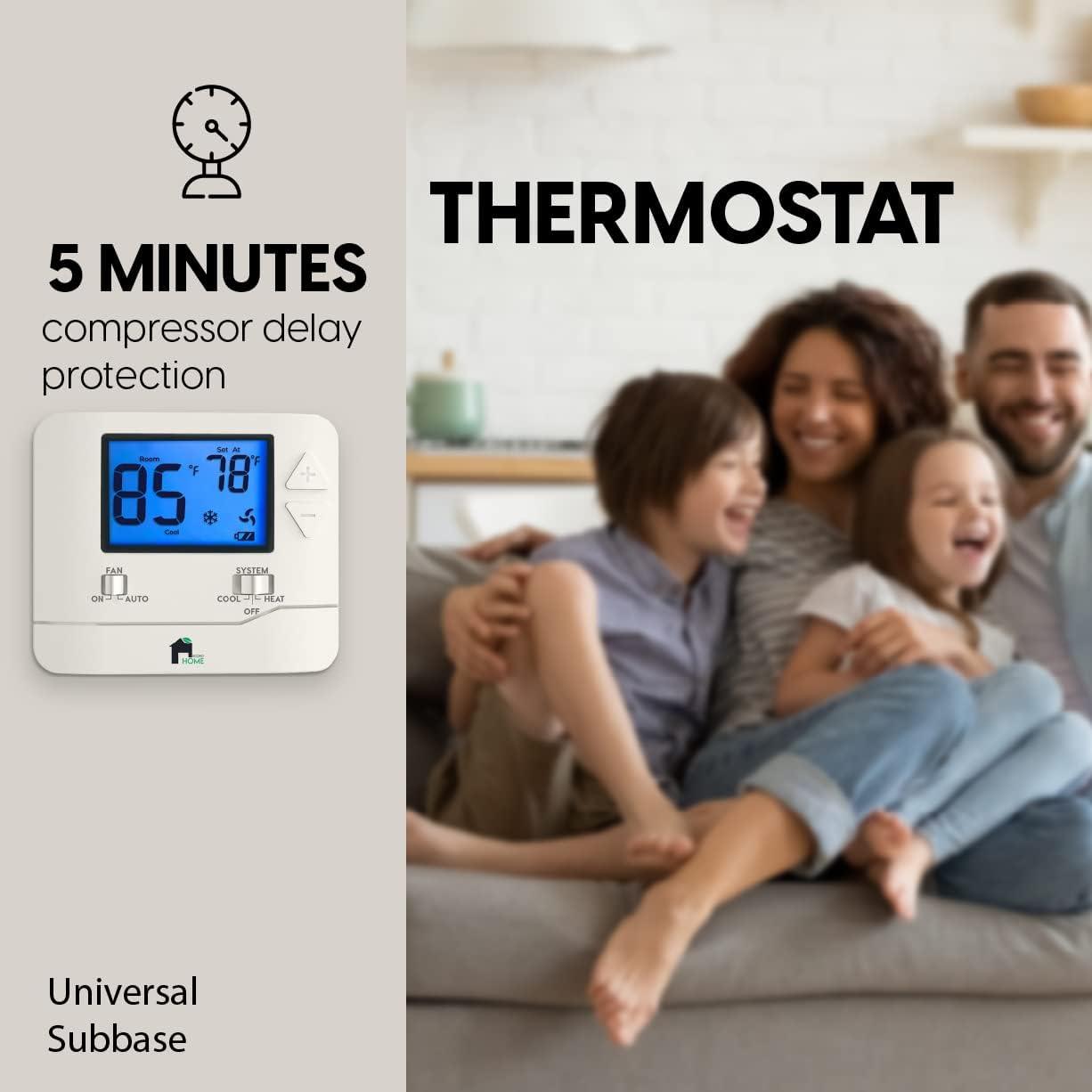 EconoHome ME EH Thermostat EH701 Square White Digital Screen Thermostat