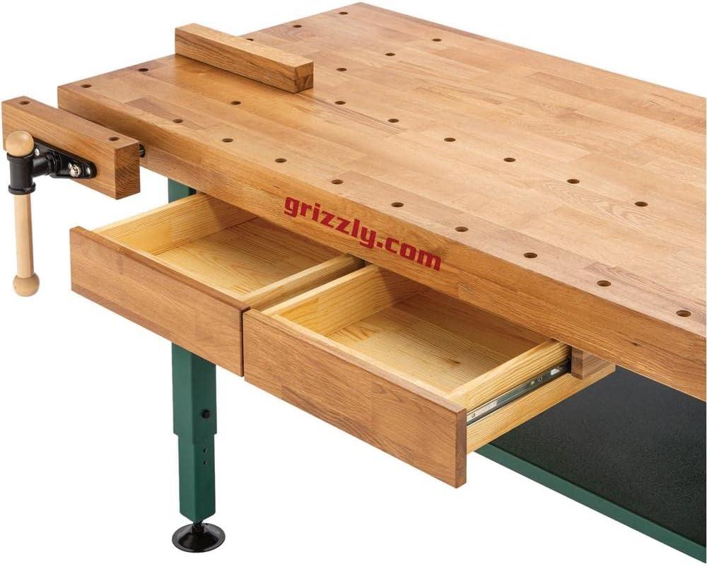 Grizzly T10157 Heavy-Duty Oak Workbench with Steel Legs