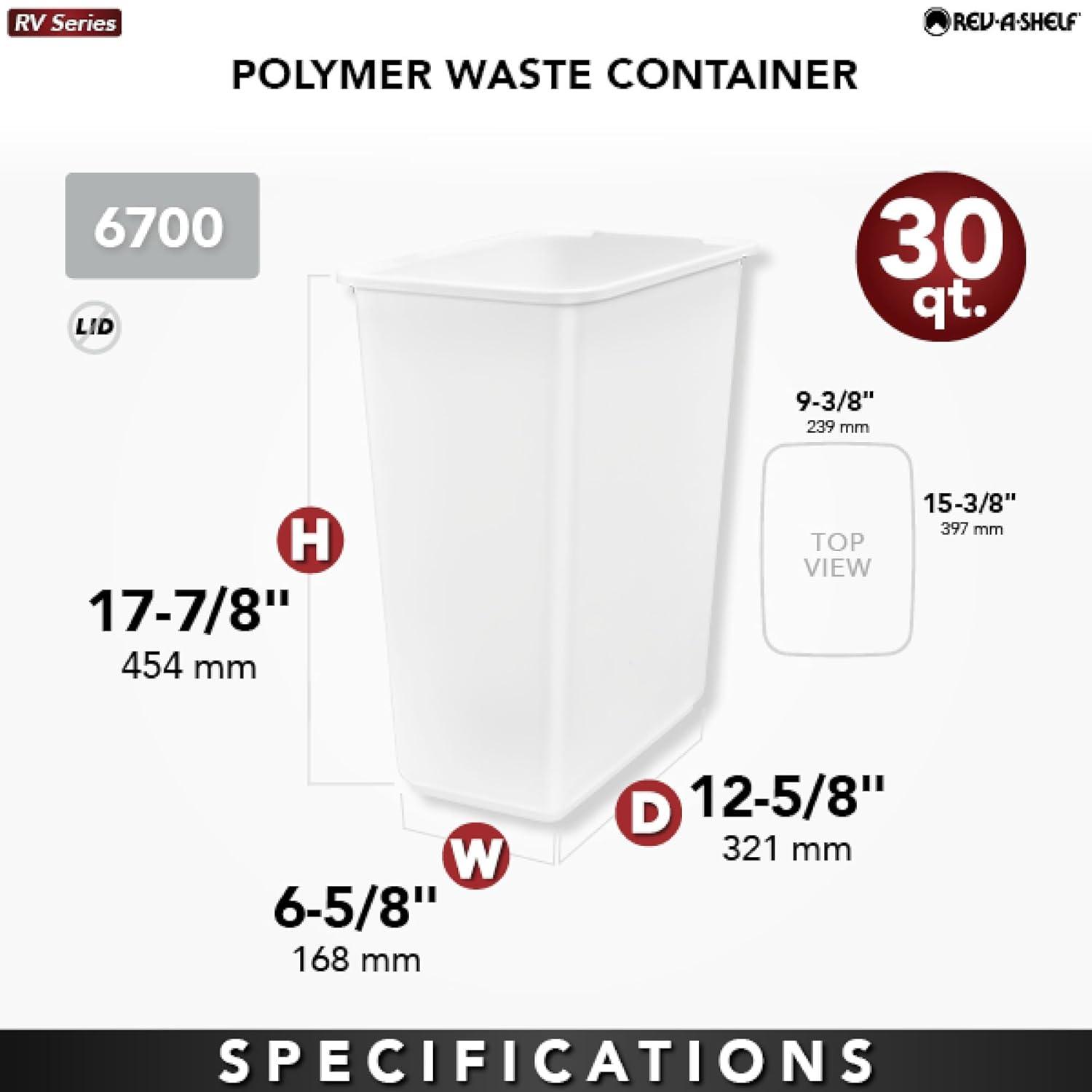 Rev-A-Shelf Silver Polymer Replacement 30 qt. Waste/Trash Container
