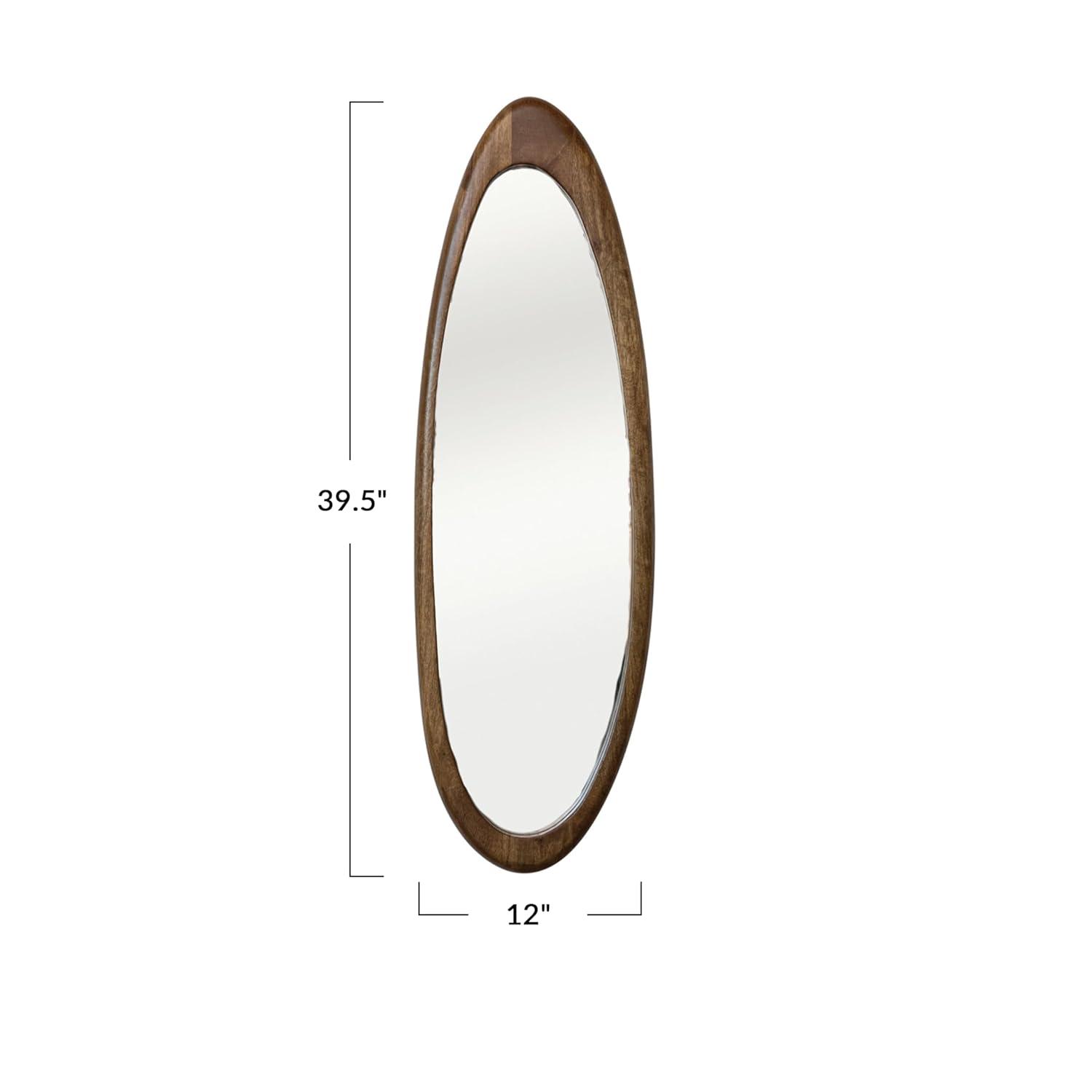 Bloomingville Oval Mango Wood Framed Wall Mirror, Natural