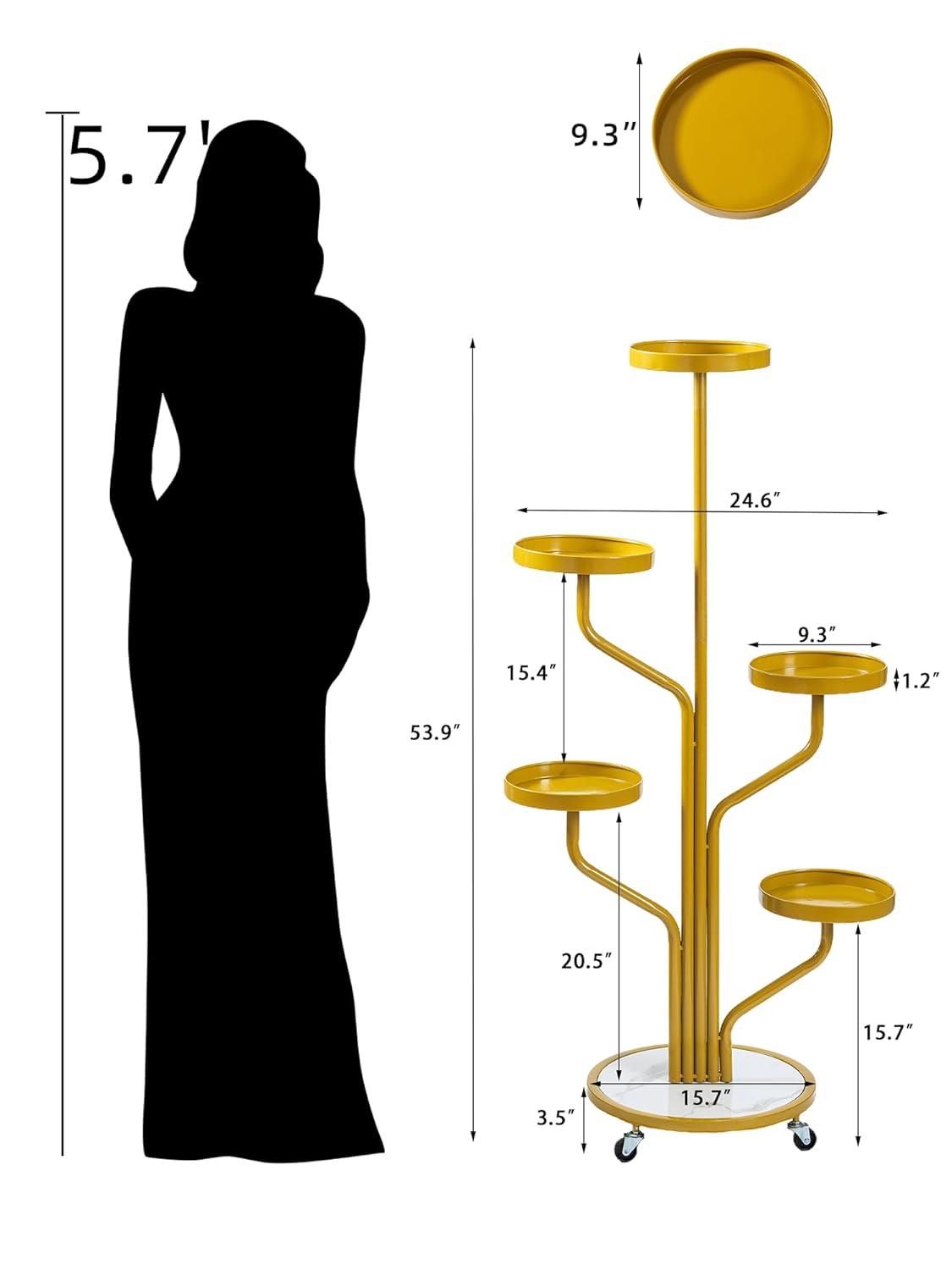 5 Tier Indoor Plant Stand Wrought Iron Plant Stand, Tall Metal Plant Stand With Wheels