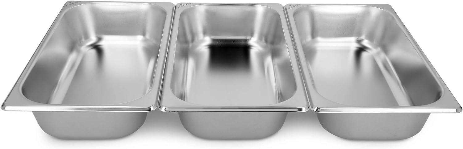 Navaris Breading Trays Set - 3 Medium Stainless Steel Pans for Preparing Bread-Crumb Dishes, Panko, Schnitzel, Coating Fish and Marinating Meat