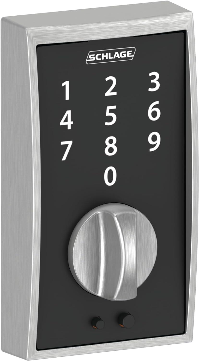 Satin Chrome Keyless Touchscreen Deadbolt with Mechanical Knob