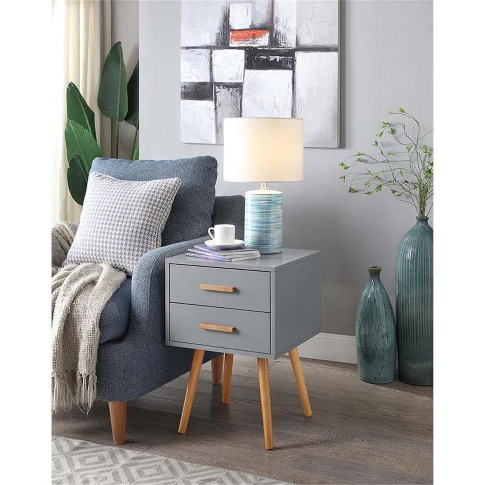 Convenience Concepts Oslo 2 Drawer End Table, Gray