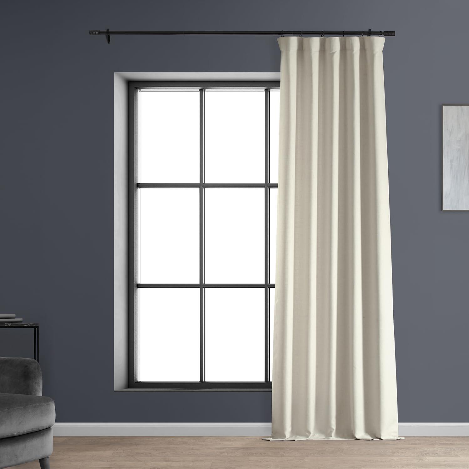 Half Price Drapes Parchment Cream Faux Linen Room Darkening Curtains for Bedroom(1 Panel),50W X 108L