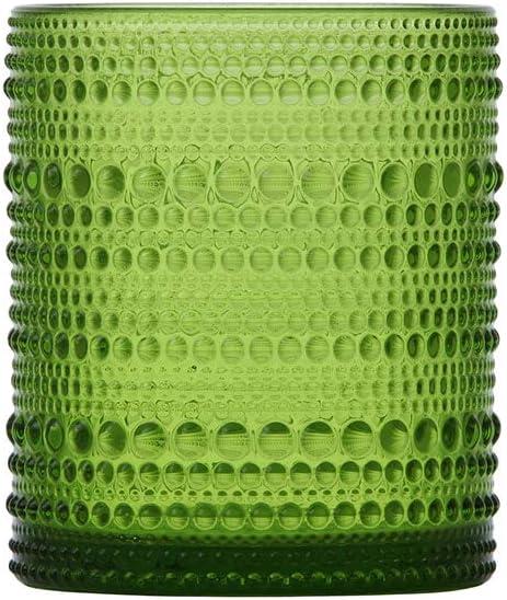 Jupiter Fern 10 oz Beaded Glass Old-Fashioned Glass Set of 6