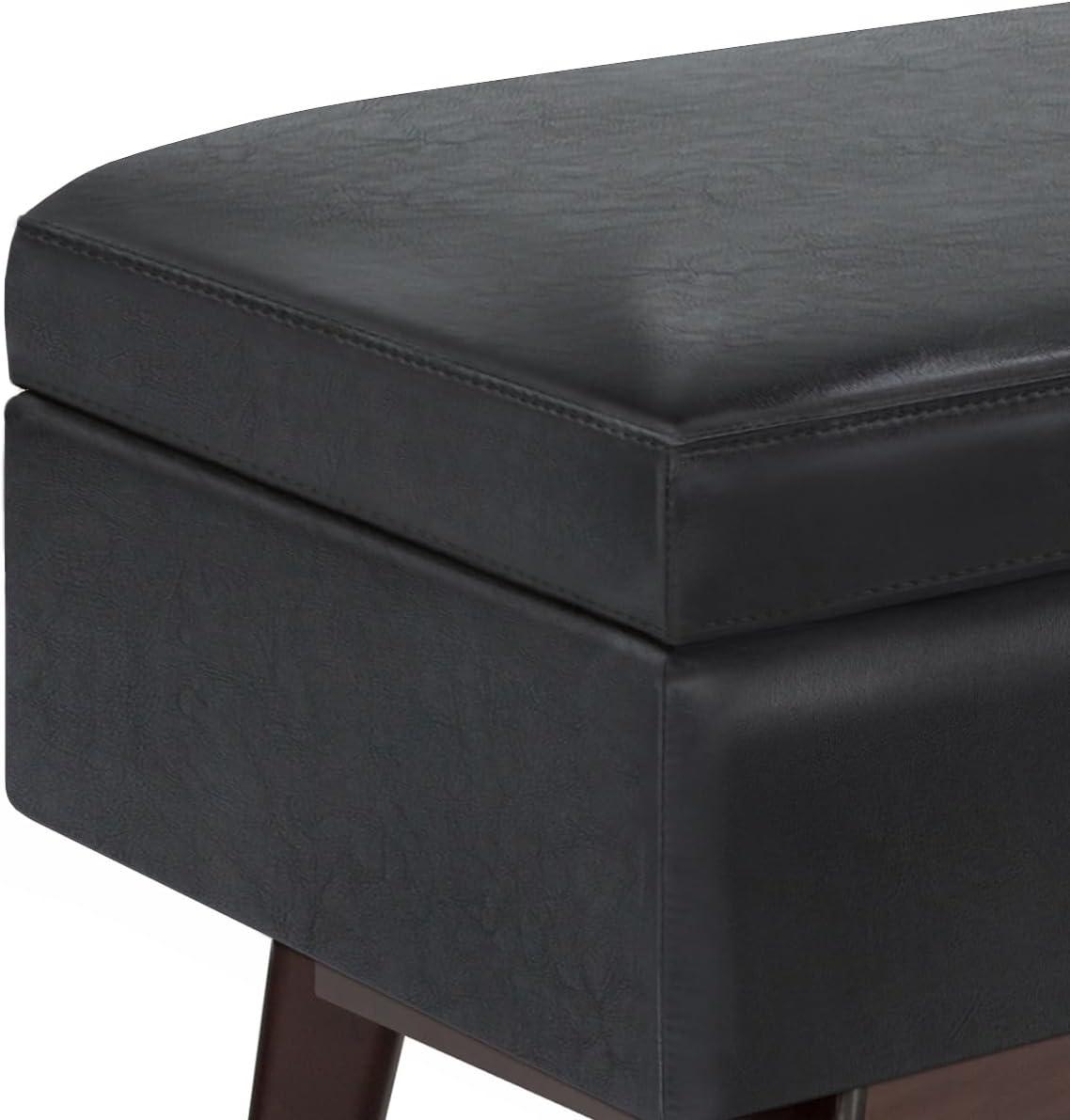 Owen Mid Century Modern Black Rubberwood Cocktail Ottoman