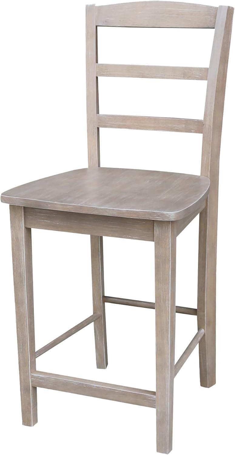 International Concepts 24" Madrid Counter Height Barstool Washed Gray/Taupe : Hardwood Ladder-Back, Spot Clean