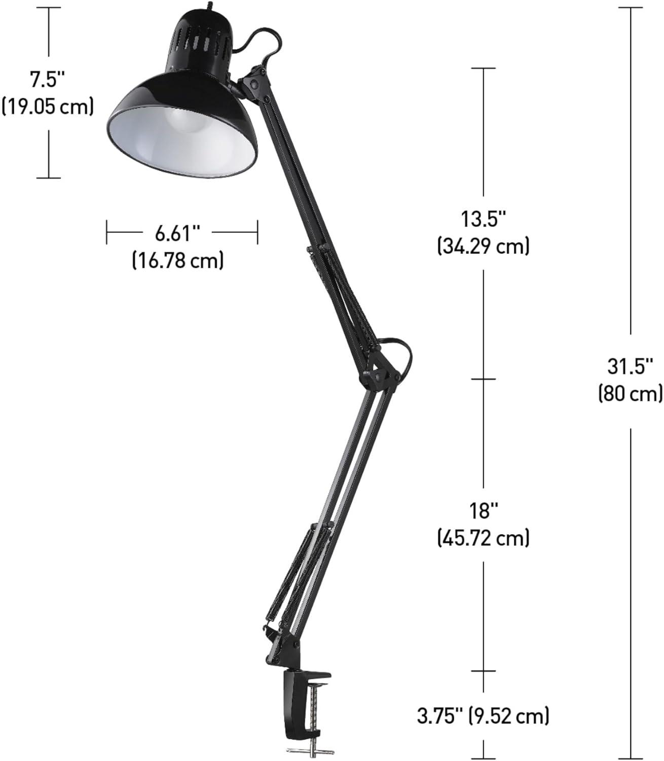 Globe Electric Architect 32" Black Swing-Arm Clamp-On Desk Lamp, LED Bulb Included, 12641