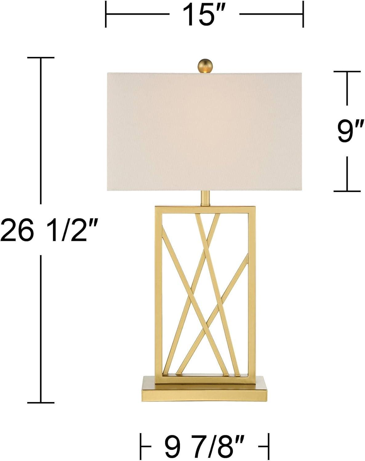 Claudia Contemporary 23" Gold and White Square Table Lamp