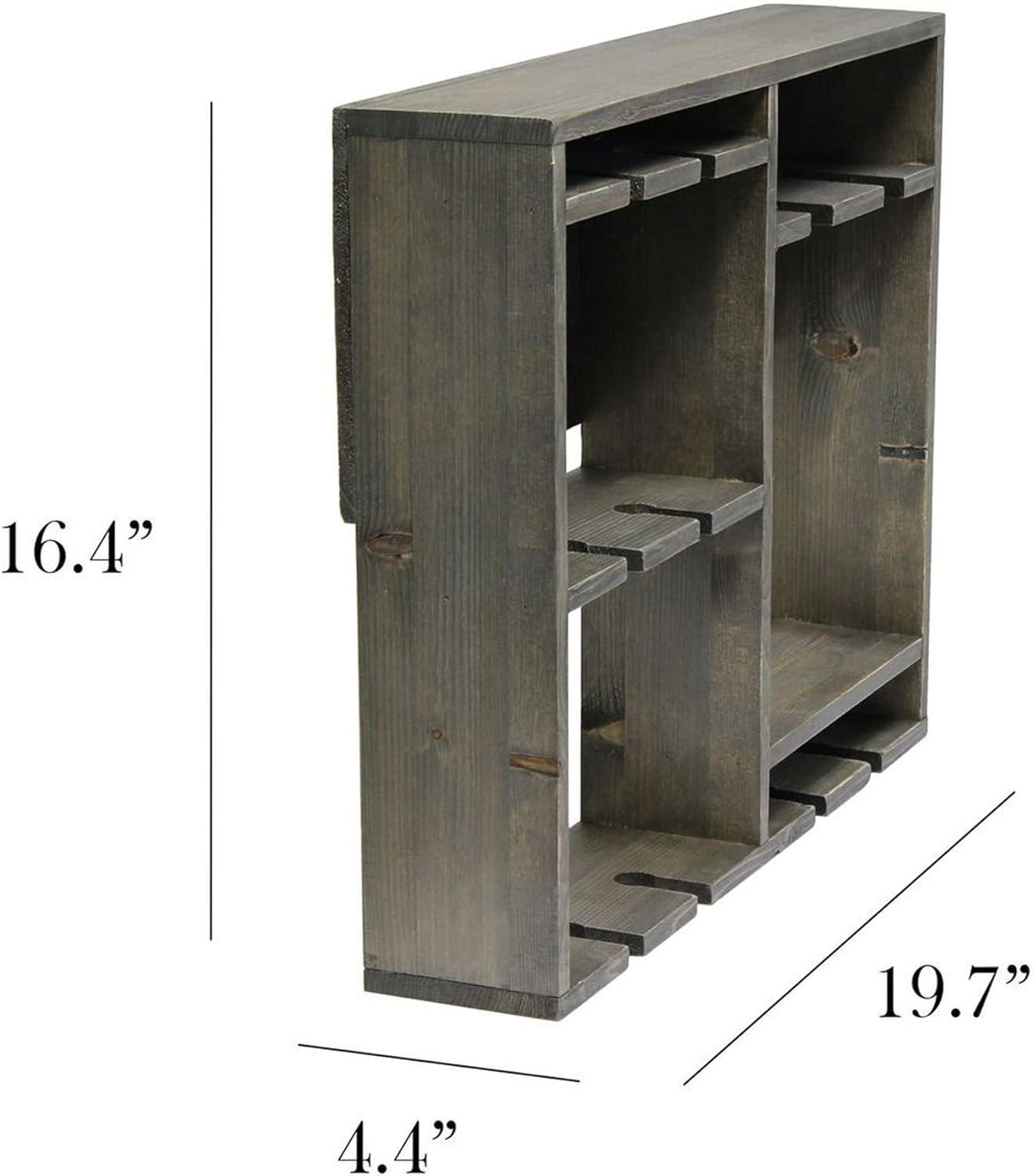 Bartow Wall Mounted Wood Wine Rack Shelf with Glass Holder Gray Wash - Elegant Designs