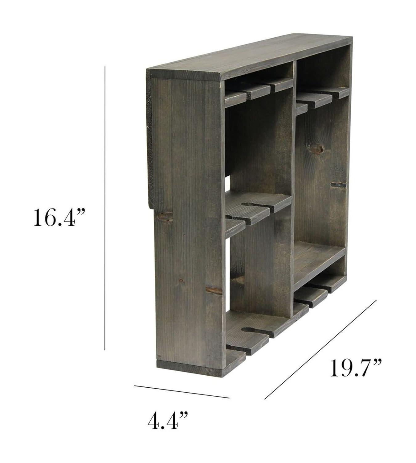 Bartow Wall Mounted Wood Wine Rack Shelf with Glass Holder Gray Wash - Elegant Designs