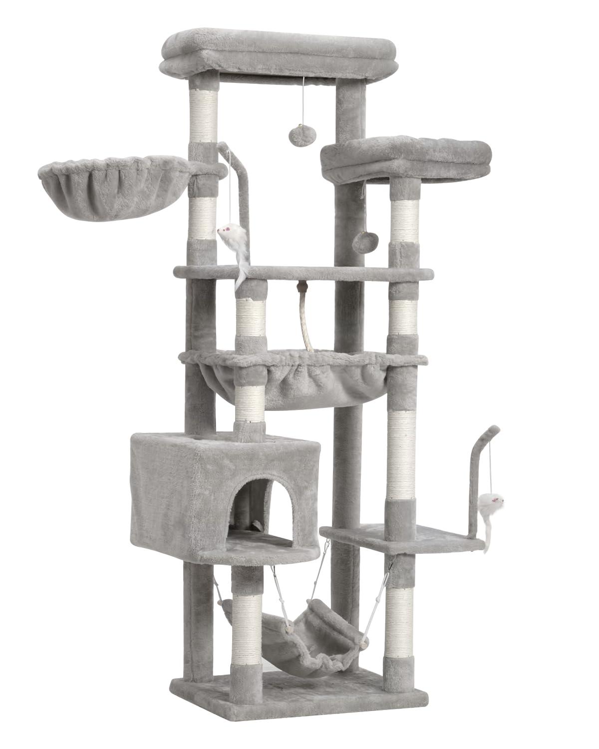Tucker Murphy Pet™ 63" Cat Tree For Large Breeds - Spacious Platforms, Hammock, Sisal Scratching Posts & Cat Condo, Indoor Use